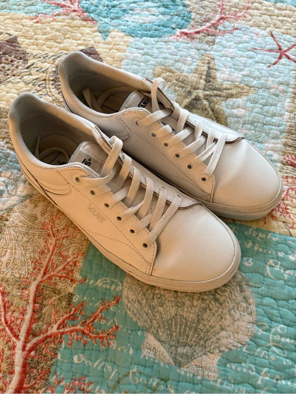 Vans Women’s White Leather Low-Top Sneakers